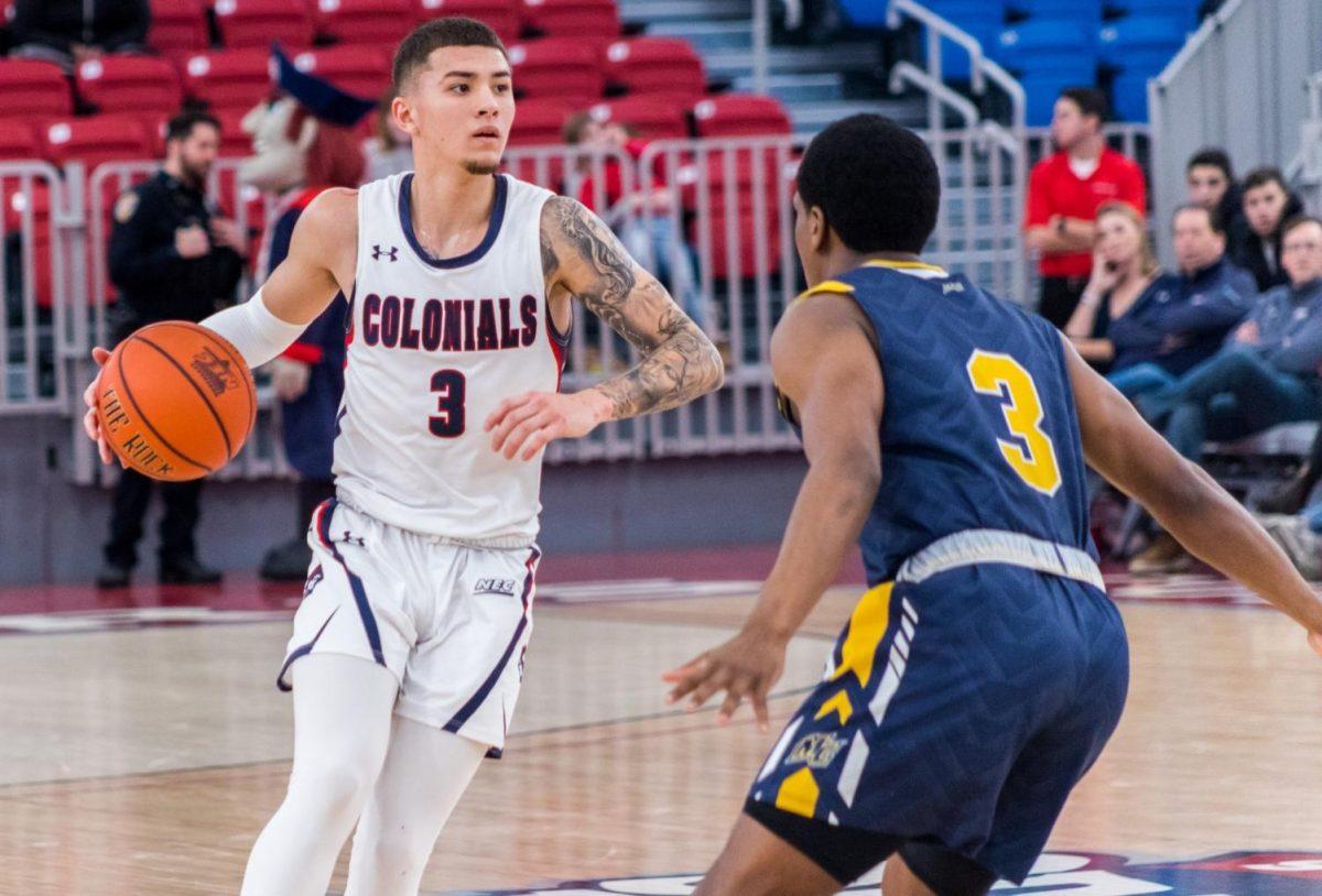 Colby Sherwin ranks the Horizon League jerseys, and the Colonials rank pretty high on his list. Photo Credit: David Auth