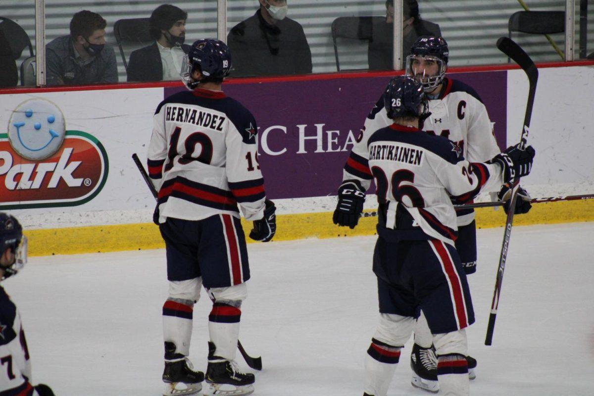 The Colonials ready for a faceoff against Alabama-Huntsville on November 21, 2020
Photo credit- Nathan Breisinger