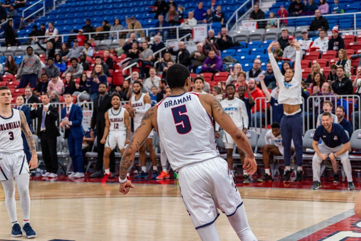 AJ+Bramah+and+the+rest+of+the+Colonials+will+have+another+non-conference+game+this+weekend%2C+traveling+down+to+Huntington%2C+West+Virginia+to+take+on+Marshall.+Photo+Credit%3A+David+Auth