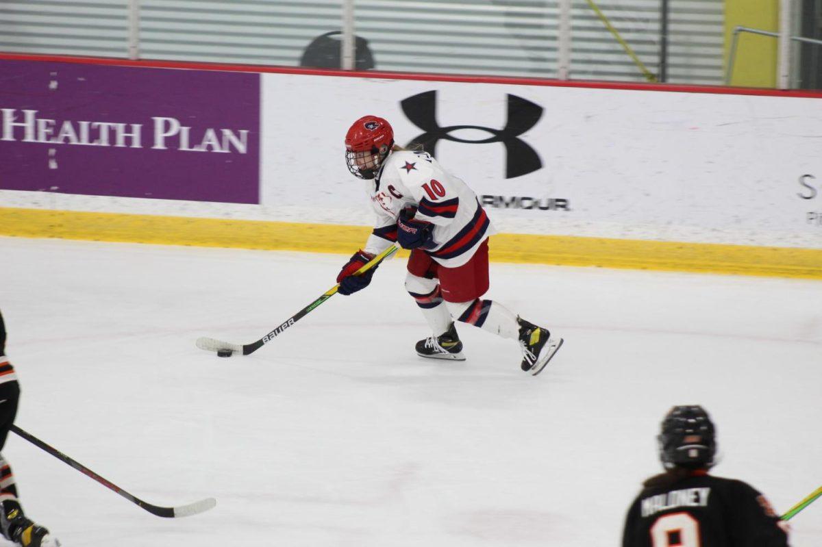 Lexi Templeman scored a hat trick in the first period as the Colonials routed the Tigers 7-0. Photo Credit: Ethan Morrison