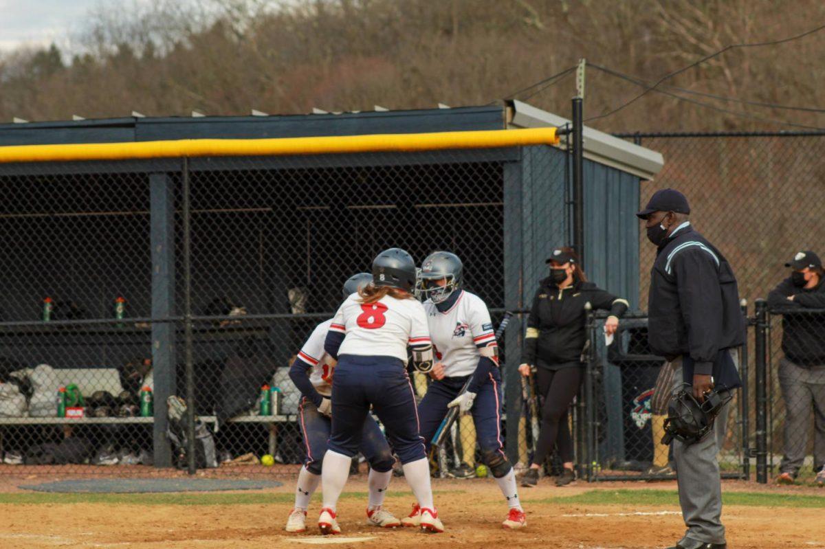 Erika+Bell+celebrates+her+clutch+home+run+in+the+bottom+of+the+sixth.+Photo+Credit%3A+Ethan+Morrison