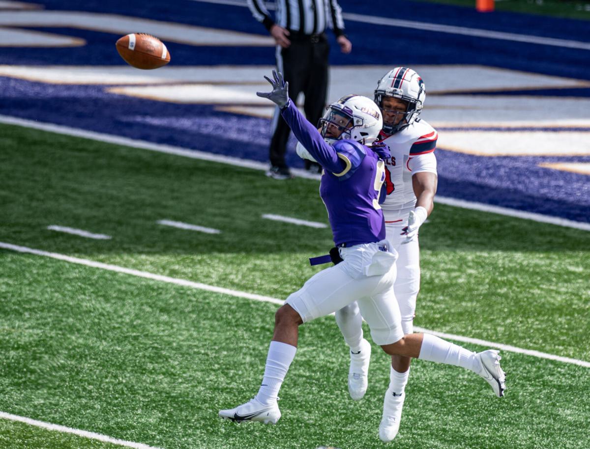 Daevon Robinson (in white) has entered the transfer portal. Photo Credit: JMU Athletics