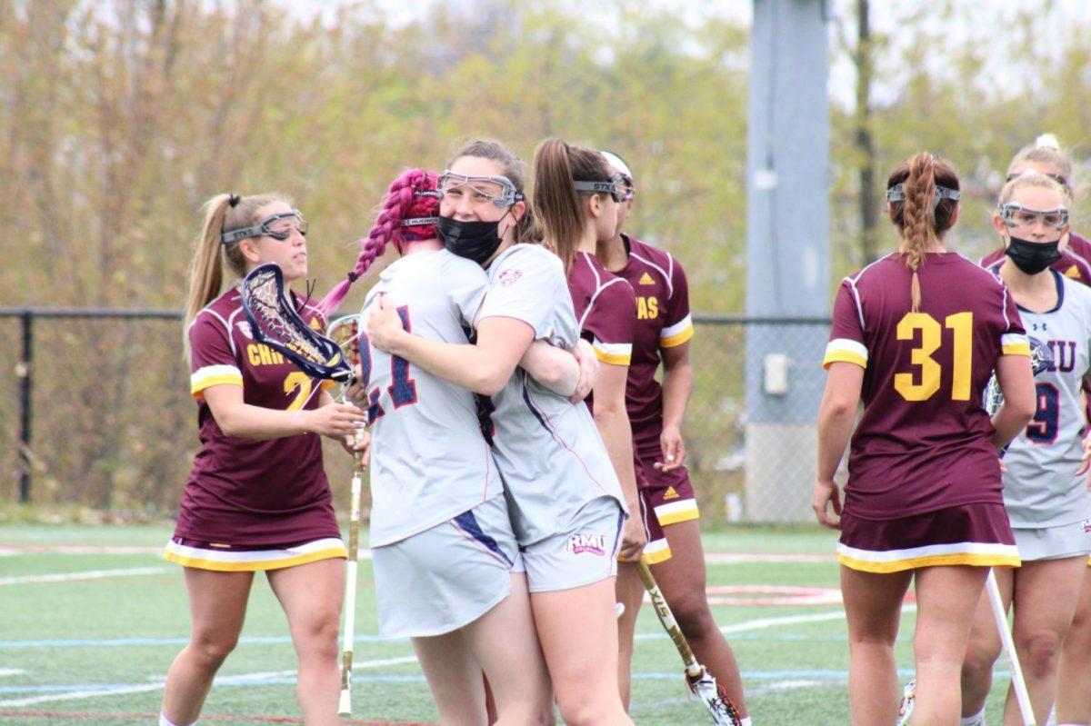 Clio Kerr celebrates one of her goals on Saturday. Photo Credit: Nathan Breisinger