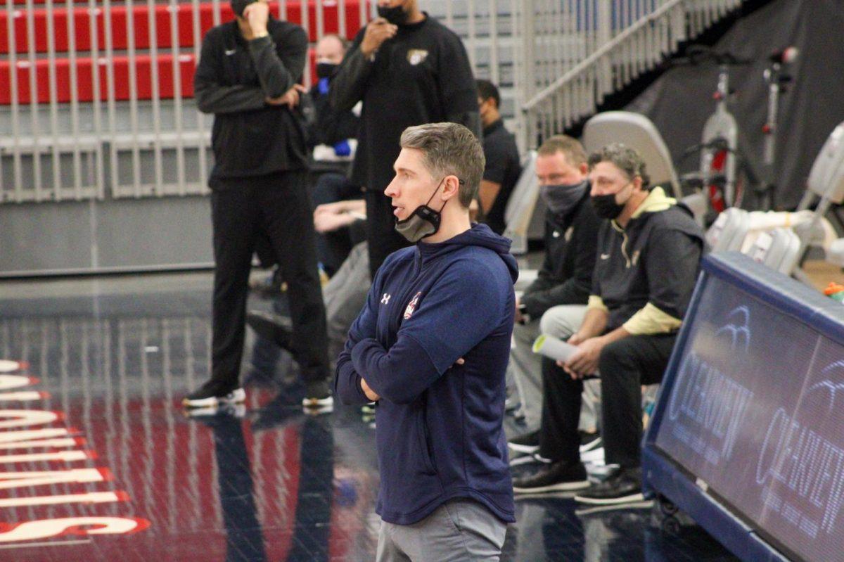 Andy Toole looks on against Oakland. Photo Credit: Tyler Gallo/Colonial Sports Network