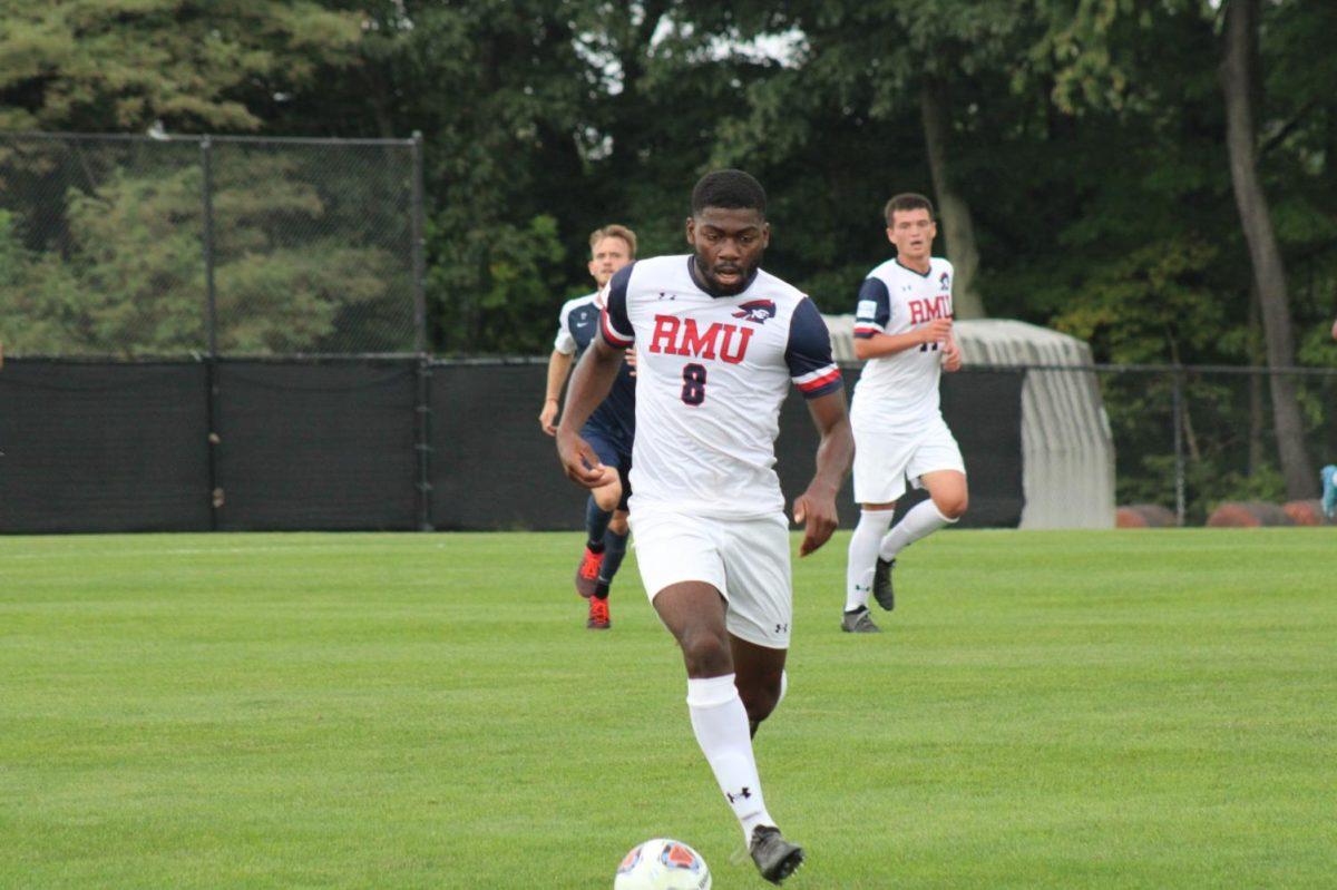 Bryan Akongo scored a hat trick in mens soccers win over VMI.