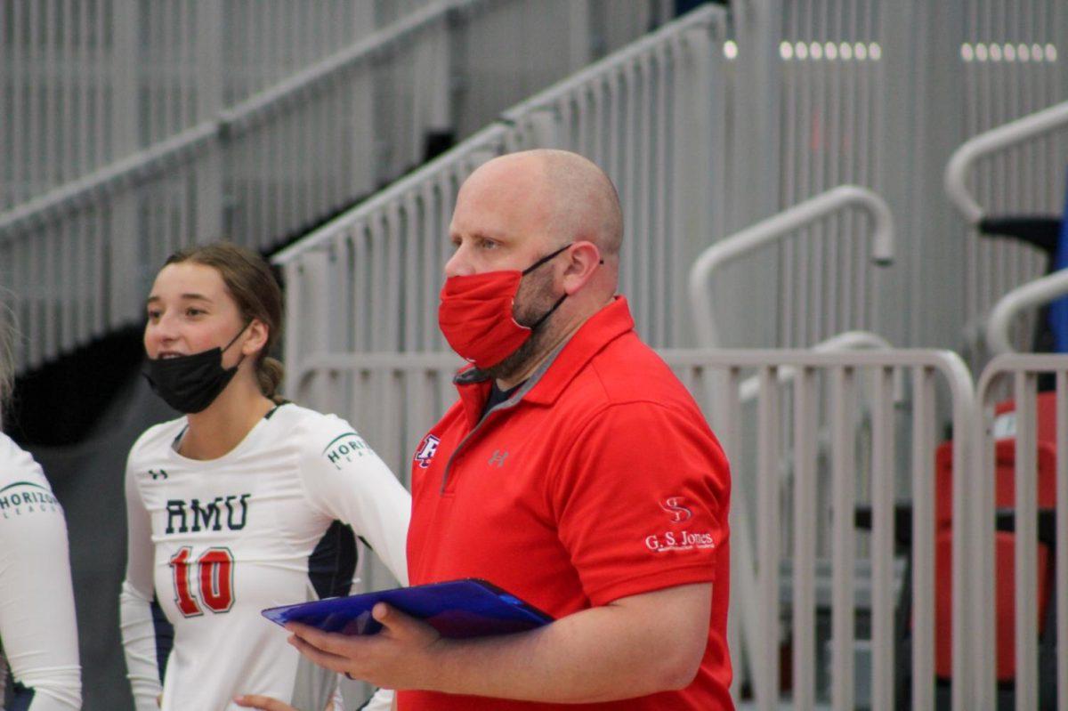 Danny Doherty looks on against Duquesne in the Chick-Fil-A Robinson Classic. Photo credit: Tyler Gallo