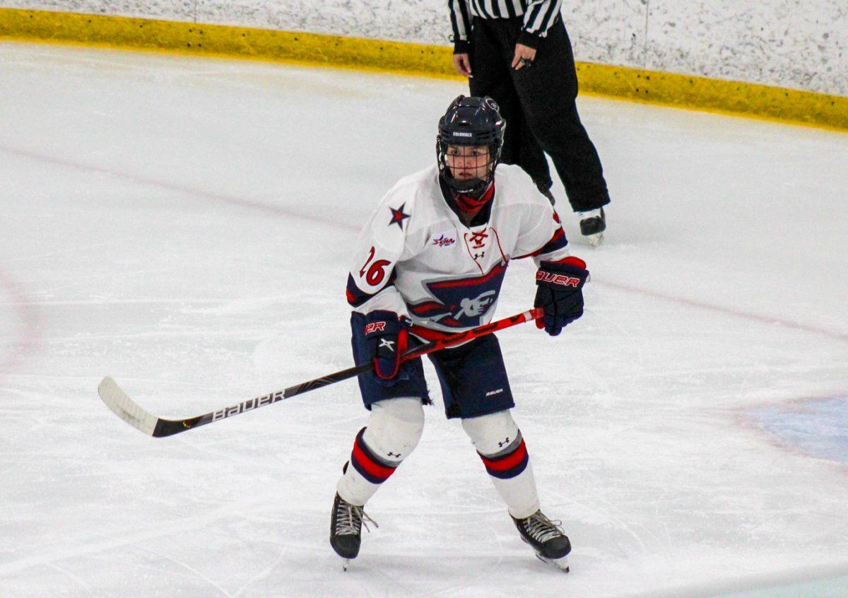 Anna Fairman takes the ice against Sacred Heart. Photo credit: Nathan Breisinger