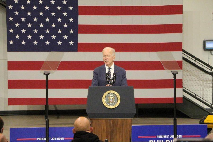 POTUS+Joe+Biden+speaks+at+Mill+19+in+Hazlewood.