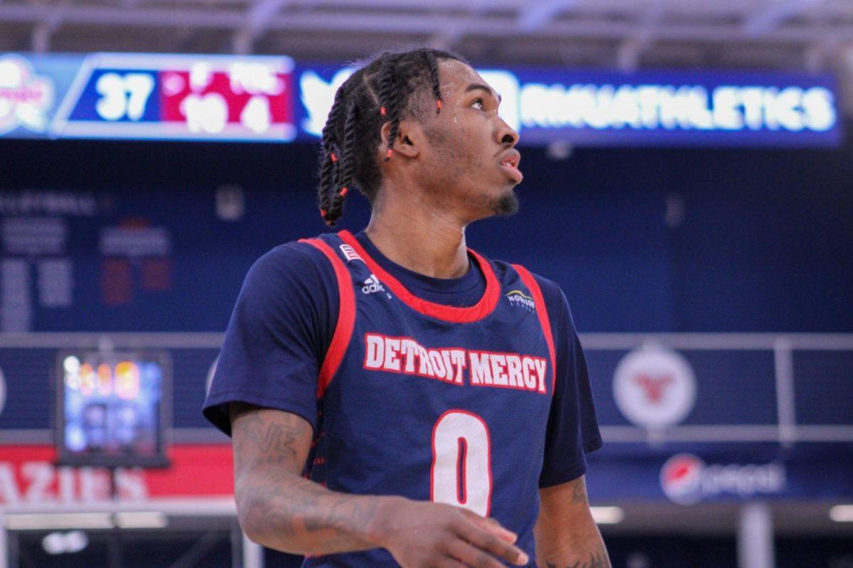 Antoine Davis looks up after scoring his 2,500th career point on Wednesday. Photo Credit: Tyler Gallo