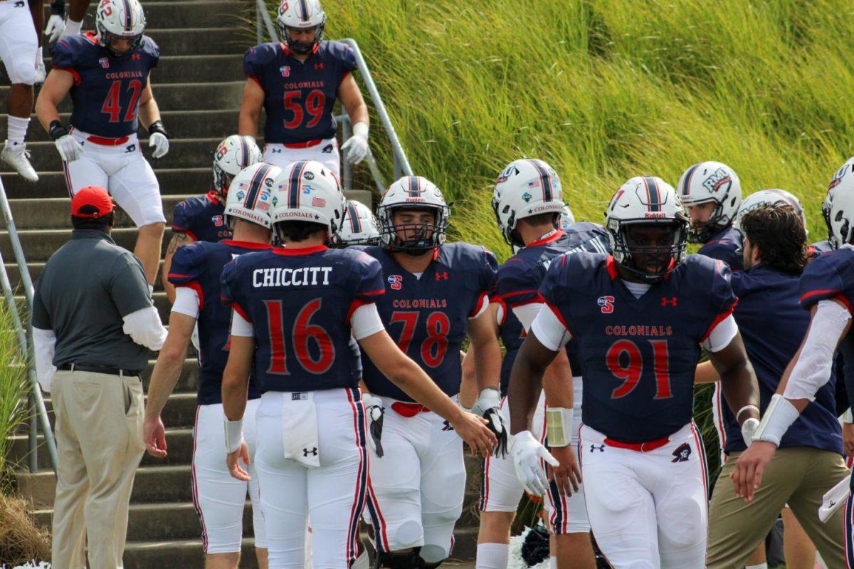 Robert Morris football takes the field. Photo credit: Tyler Gallo