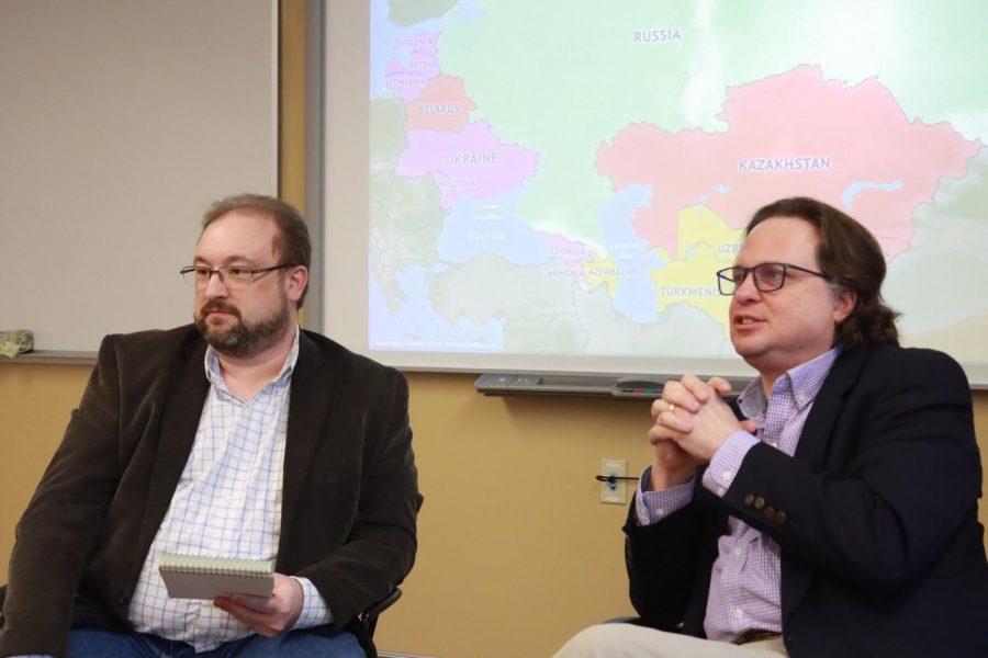 Dr. Soren Fanning (Left) and Dr. Anthony Moretti (Right) hosted a roundtable discussion on the conflict between Russia and Ukraine.