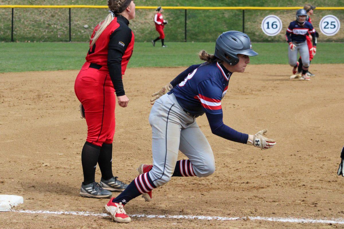 Alaina Koutsogiani races home on a sacrifice fly against IUPUI. Photo credit: Cameron Macariola