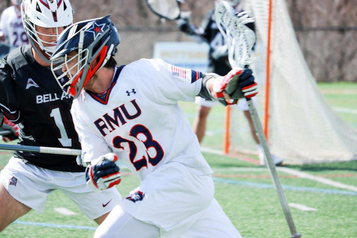 Corson Kealey looks to make a move against a Bellarmine player. Photo credit: Ethan Morrison