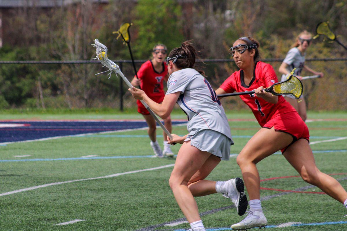 YSUs Tristen Chang defends Julia Davies in YSUs victory over Robert Morris. Photo credit: Tyler Gallo