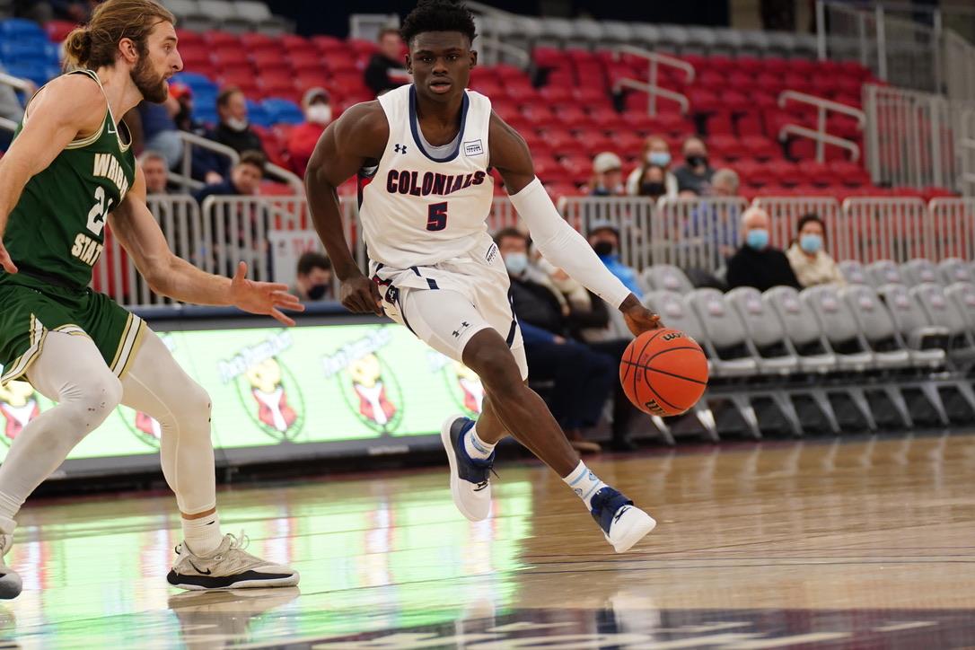 Enoch Cheeks drives towards the hoop against Wright State. Photo Credit: Justin Newton