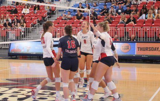 The team celebrates a point leading up to their their second win of the season