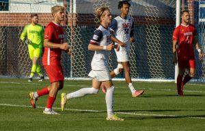 Gilley (center) has won his second consecutive Offensive Player of the Week after scoring a hat trick against Milwaukee Photo credit: Samantha Dutch