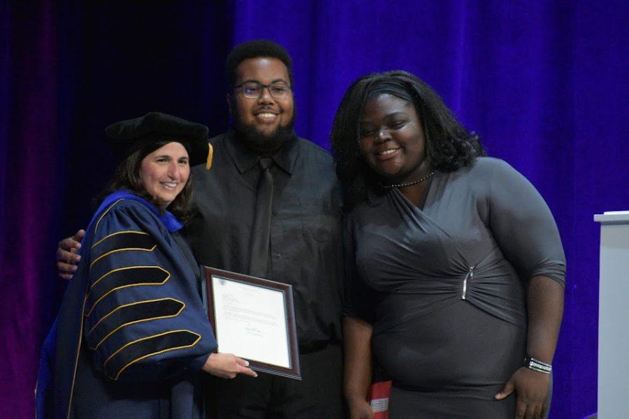 Black Student Union Leaders Spencer Jackson (Left) and Cheyenne Rhone (Right) are presented a letter from The United States Secretary of Education Miguel Cardona.