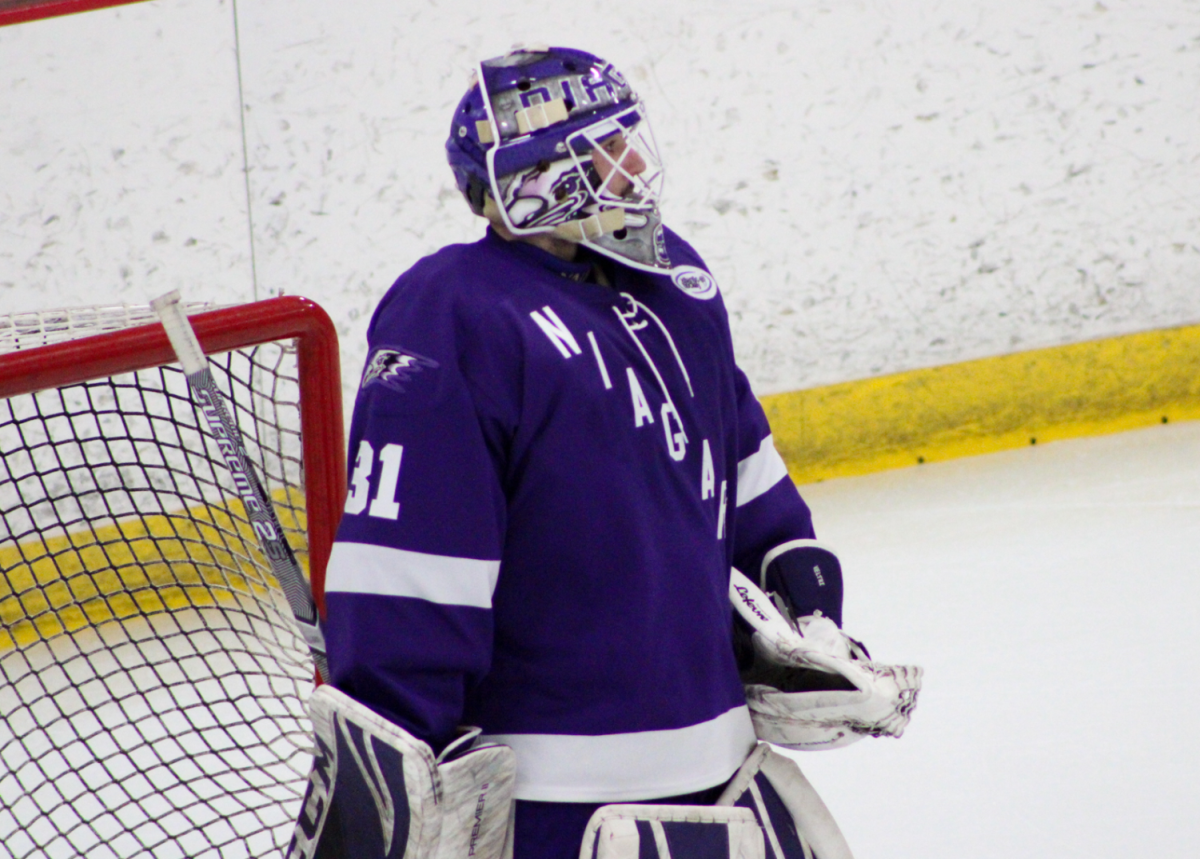 Veltri during the 2021 Atlantic Hockey Playoffs against RMU