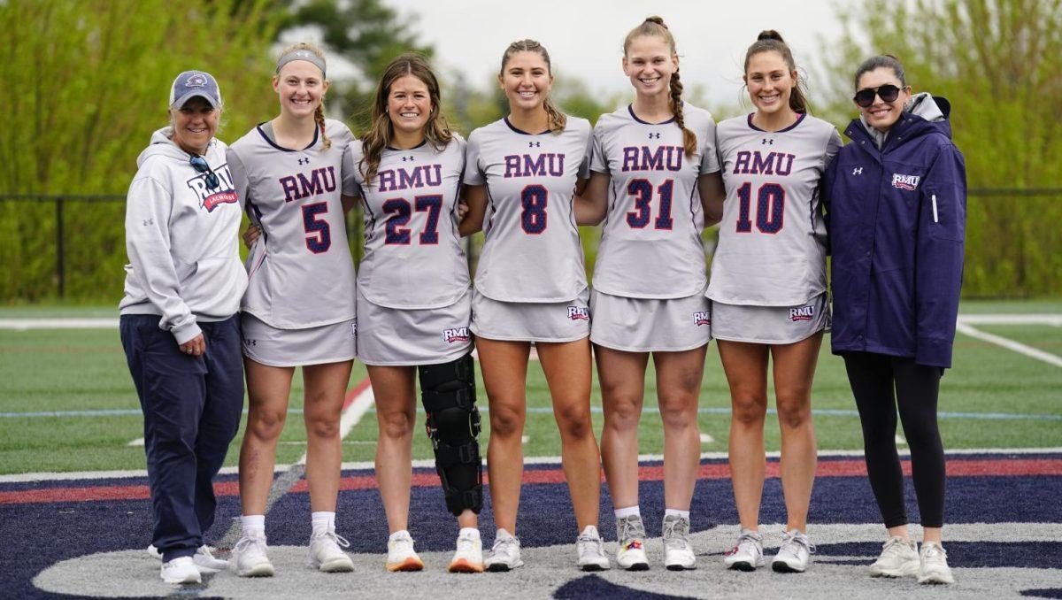 Robert Morris honored its seniors on Saturday prior to its 12-11 thrilling victory. Credit: Jason Cohn/RMU Athletics