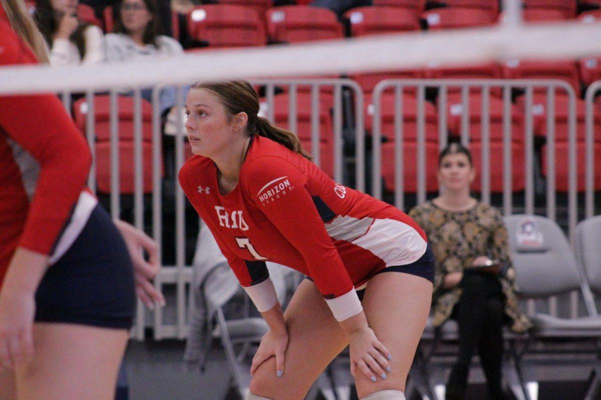 Ashleigh Wallin had 19 kills during the Blue Hen Invitational in Newark, Del. Photo credit: Colby Sherwin