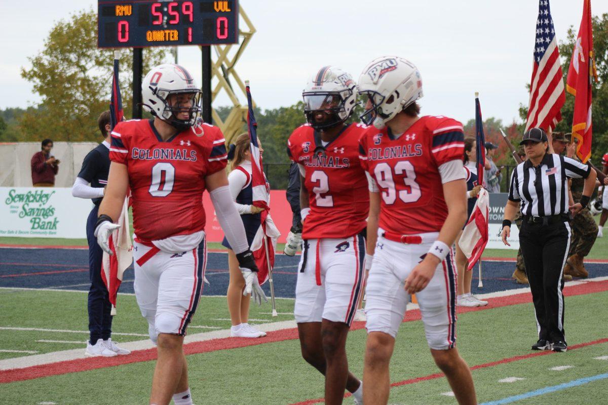 Noah Robinson (middle) is second in the FCS in receiving yards this season