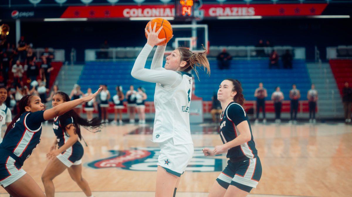 Danielle Vuletich had a double-double in the 56-39 loss to Detroit Mercy Wednesday night. Photo credit: Jay Muse